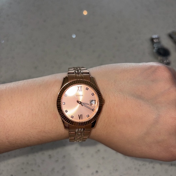 Scarlette Three-Hand Date Rose Gold-Tone Stainless Steel Watch